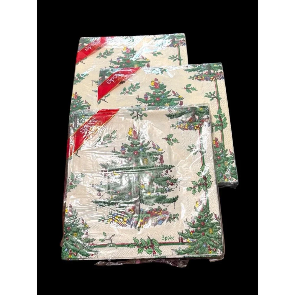 3 Packages Spode Christmas Tree 8” Paper Napkins 55 Total 2 NIP 1 Partial